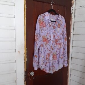 Pilcro Lavender Floral Blouse